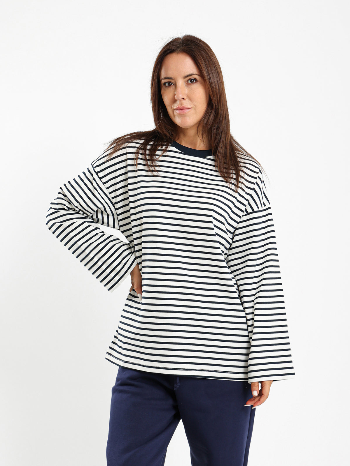 Loose Long Sleeve Striped Tee