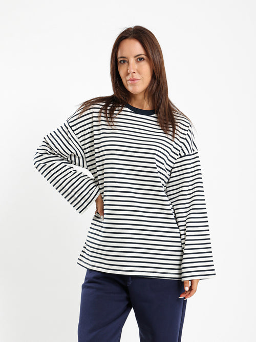 Loose Long Sleeve Striped Tee