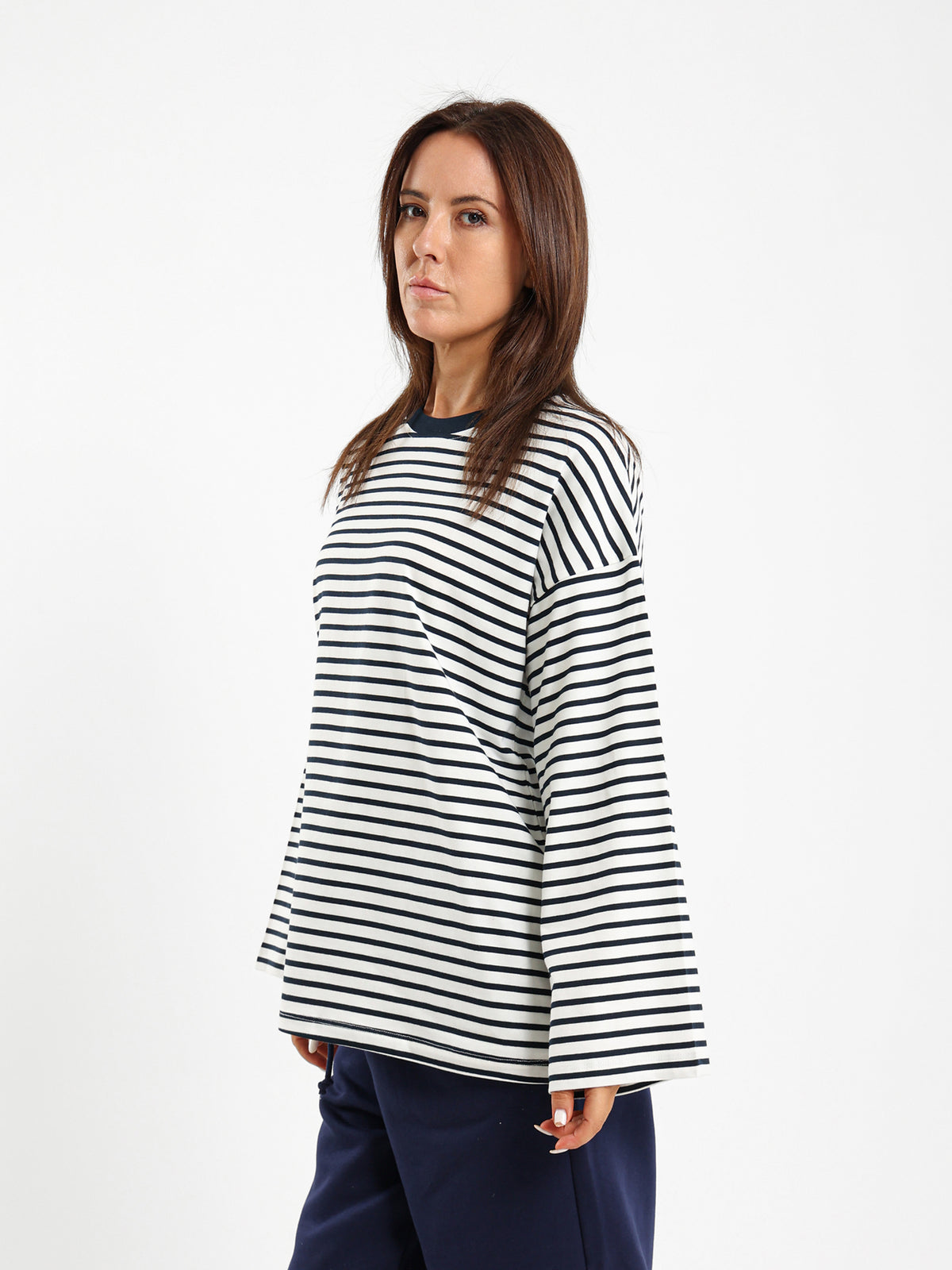Loose Long Sleeve Striped Tee