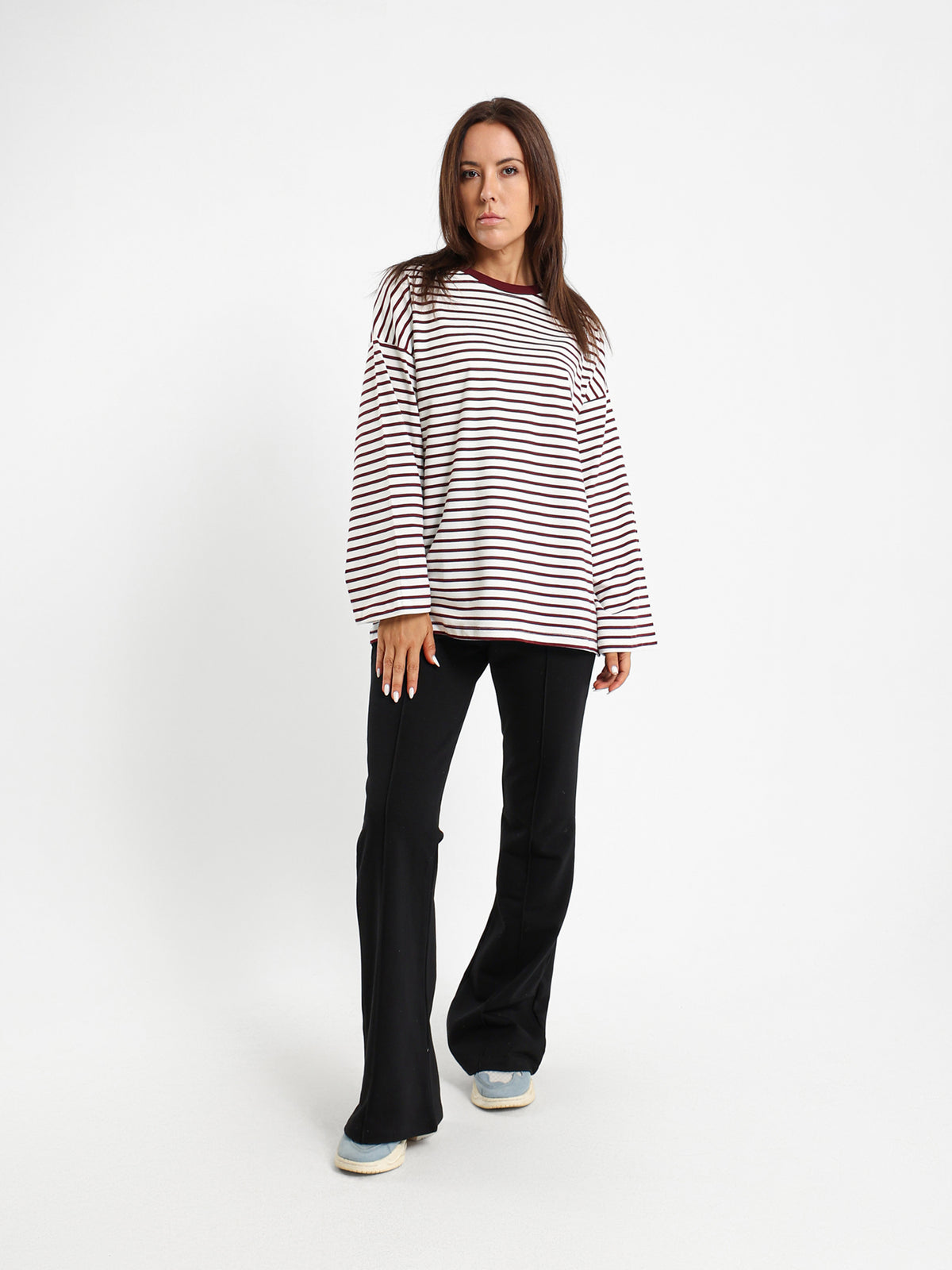 Loose Long Sleeve Striped Tee