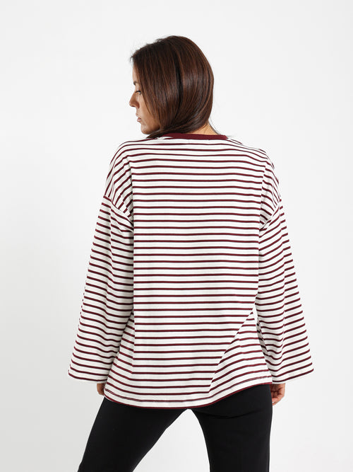 Loose Long Sleeve Striped Tee