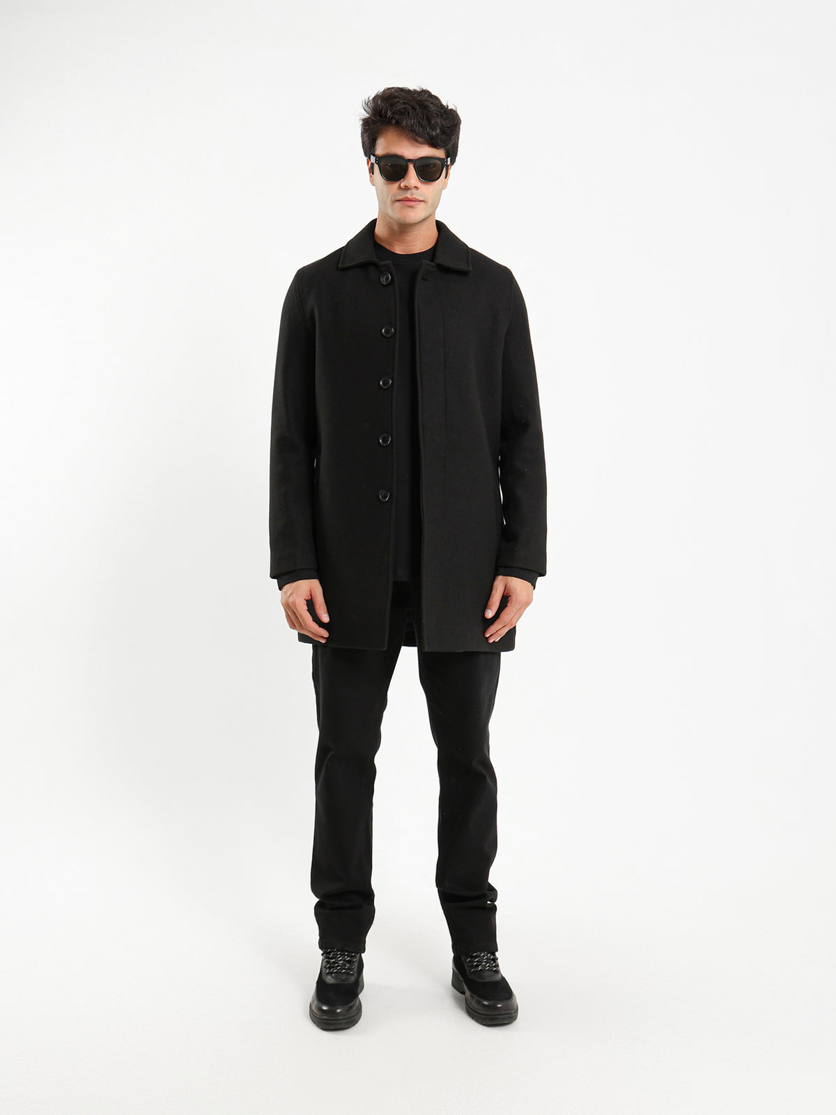 Button Closure Coat with Side Pockets