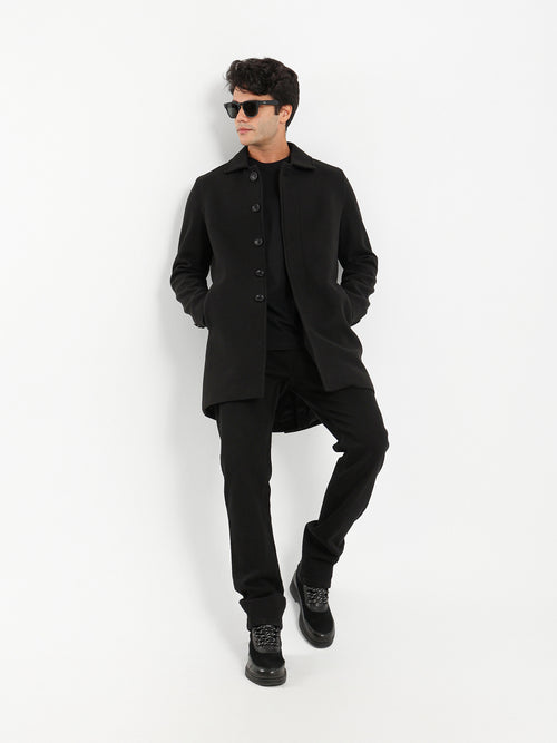 Button Closure Coat with Side Pockets