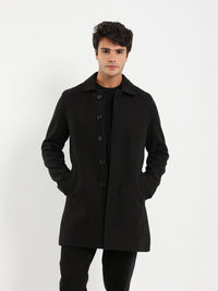 Button Closure Coat with Side Pockets