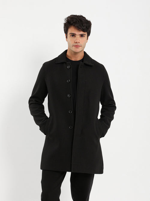 Button Closure Coat with Side Pockets