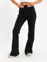 Melton Flared Pants with Slit