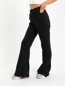 Melton Flared Pants with Slit