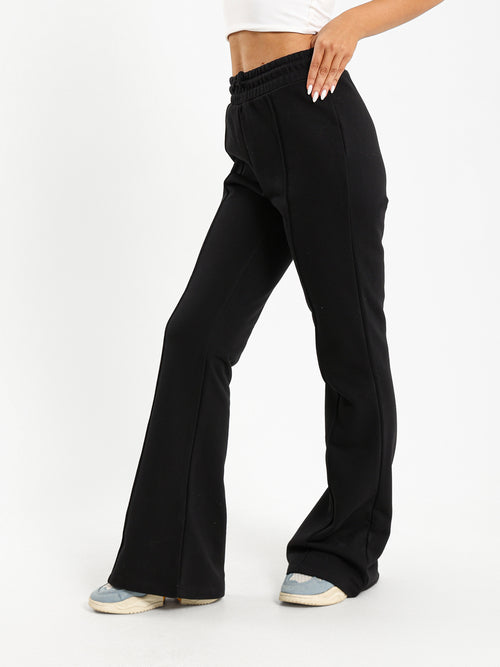Melton Flared Pants with Slit