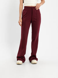 Melton Flared Pants with Slit