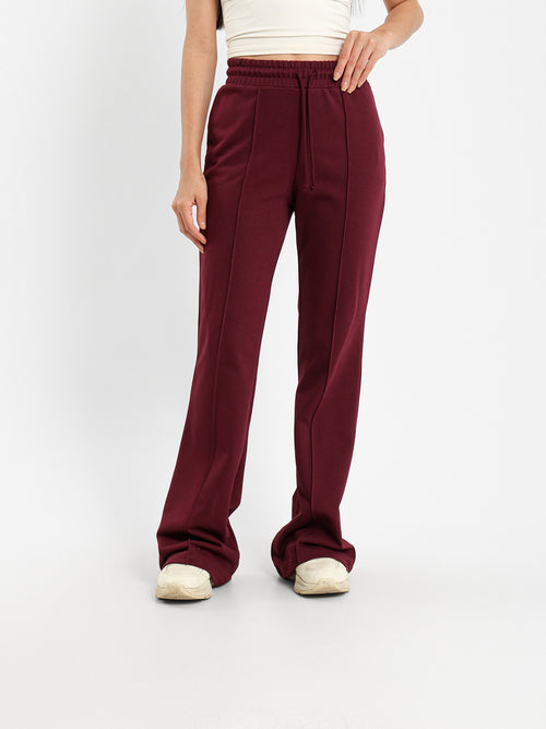 Melton Flared Pants with Slit