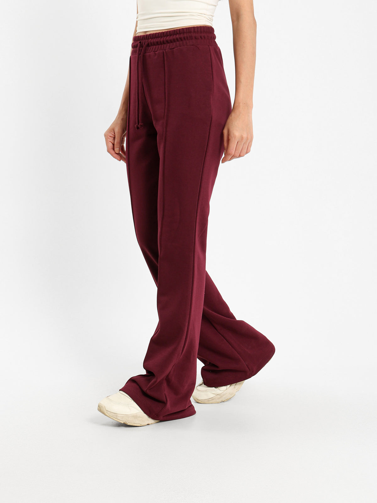 Melton Flared Pants with Slit