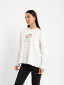 Long Sleeve Tee with Vase Print
