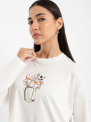 Long Sleeve Tee with Vase Print