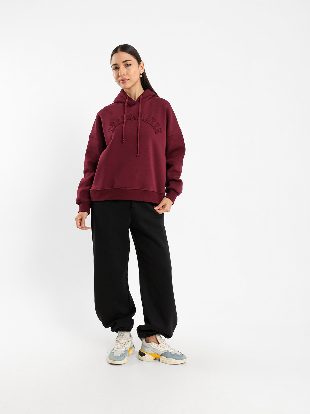 Loose Fit Hoodie with Text