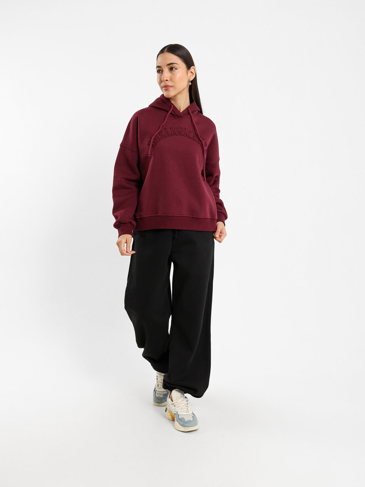 Loose Fit Hoodie with Text