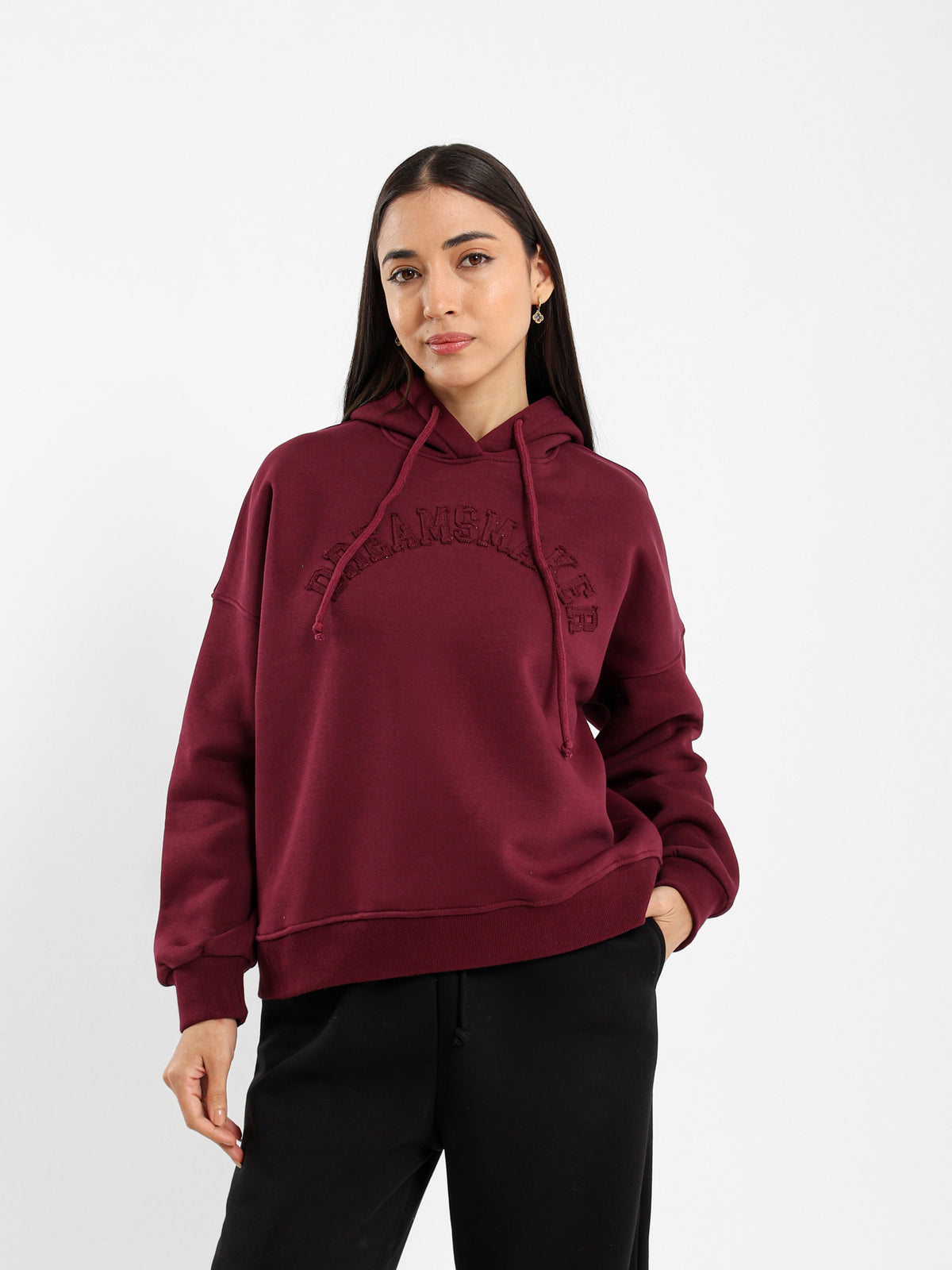 Loose Fit Hoodie with Text