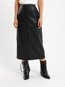 Slit Back Leather Skirt