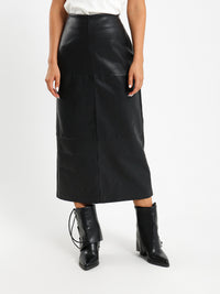 Slit Back Leather Skirt