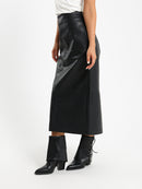 Slit Back Leather Skirt