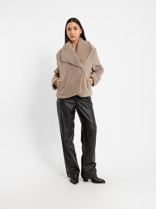 Notch Collar Fur Jacket