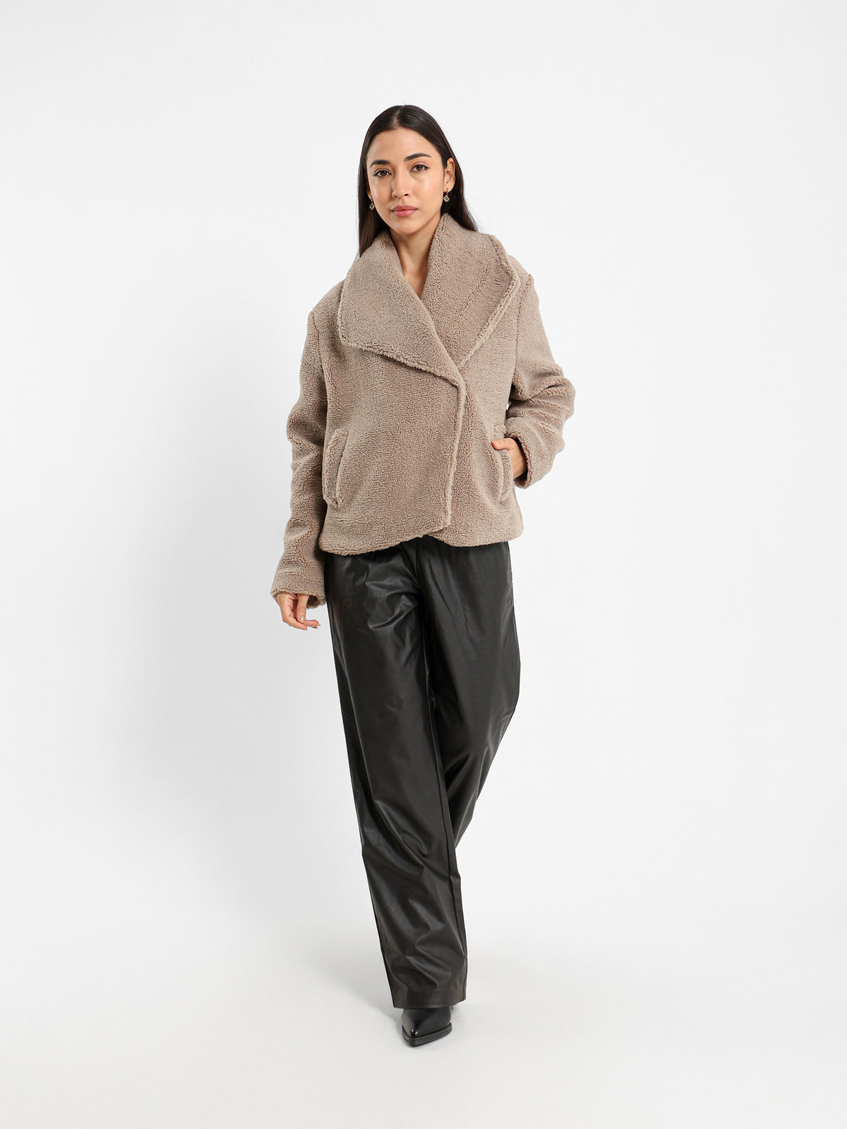 Notch Collar Fur Jacket