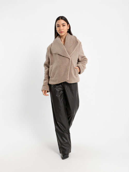 Notch Collar Fur Jacket