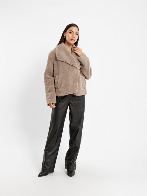 Notch Collar Fur Jacket