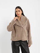 Notch Collar Fur Jacket