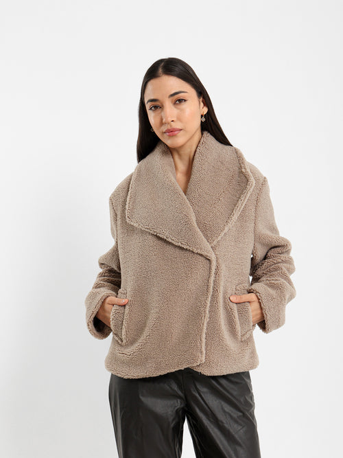 Notch Collar Fur Jacket