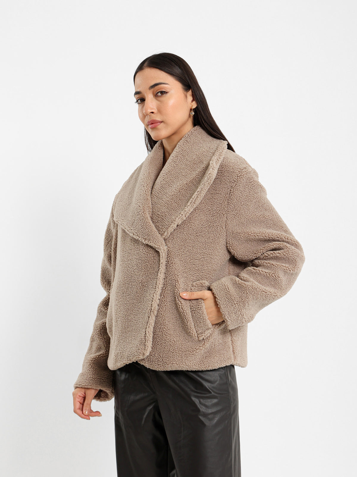Notch Collar Fur Jacket