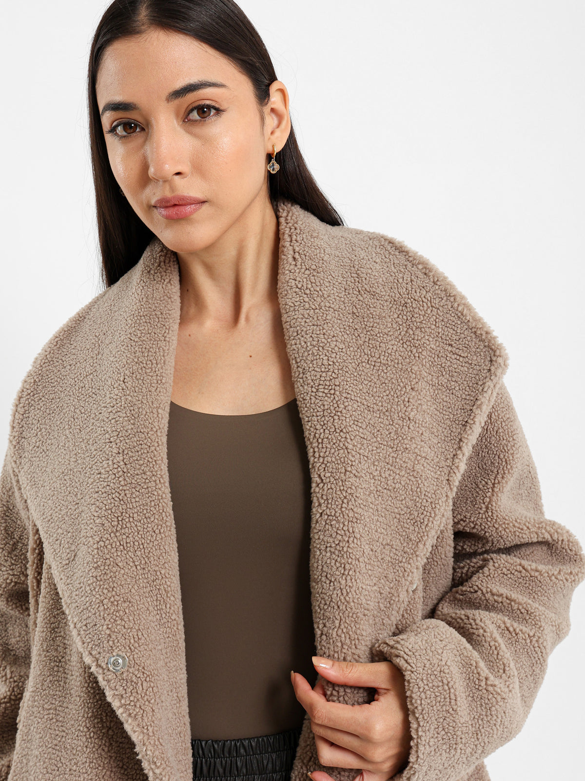 Notch Collar Fur Jacket
