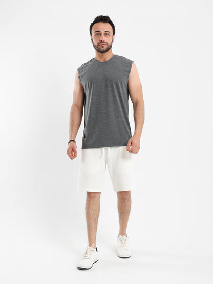 Sleeveless T Shirt with Woven Badge