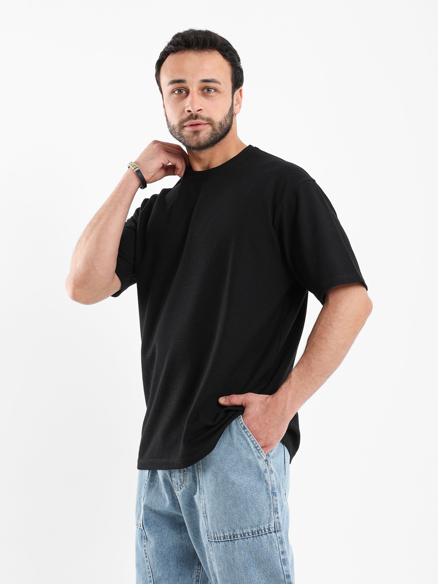 Waffle Knit Oversized T Shirt