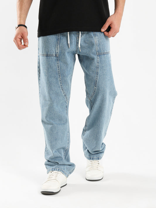 Tapered Fit Jeans with Drawstring Waist