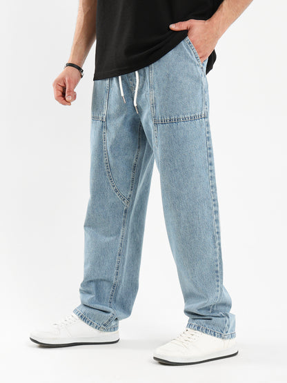 Tapered Fit Jeans with Drawstring Waist