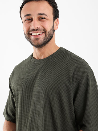 Waffle Knit Oversized T Shirt