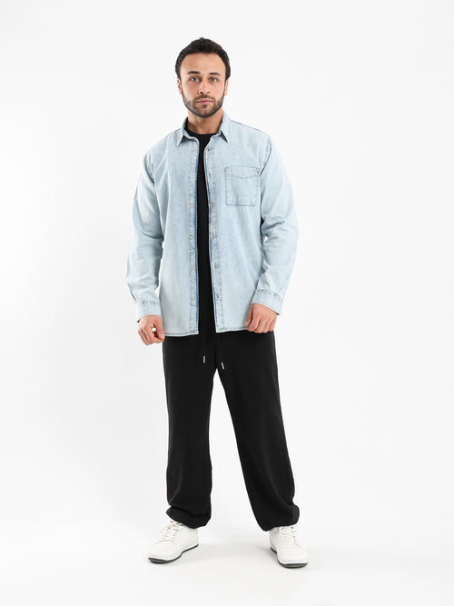 Elastic Waist Sweatpants with Ribbed Hem