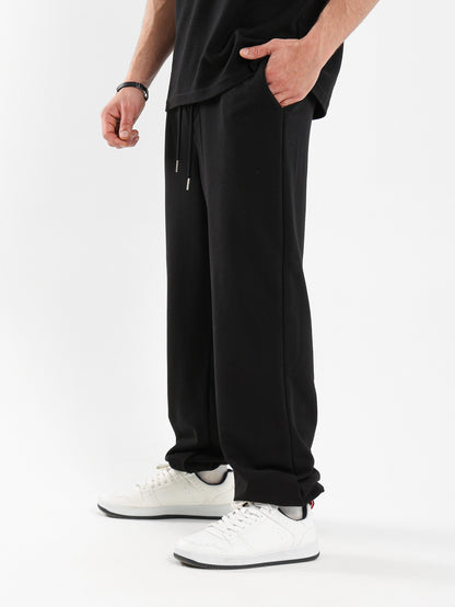 Elastic Waist Sweatpants with Ribbed Hem