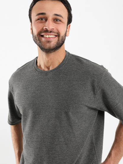 Waffle Knit Oversized T Shirt