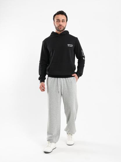 Elastic Waist Sweatpants with Ribbed Hem