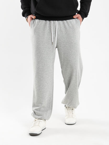 Elastic Waist Sweatpants with Ribbed Hem
