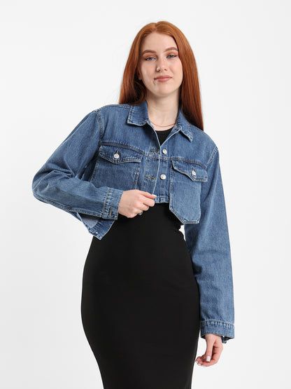 Cropped Utility Denim Jacket