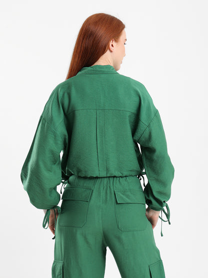 Drawstring Cropped Shirt