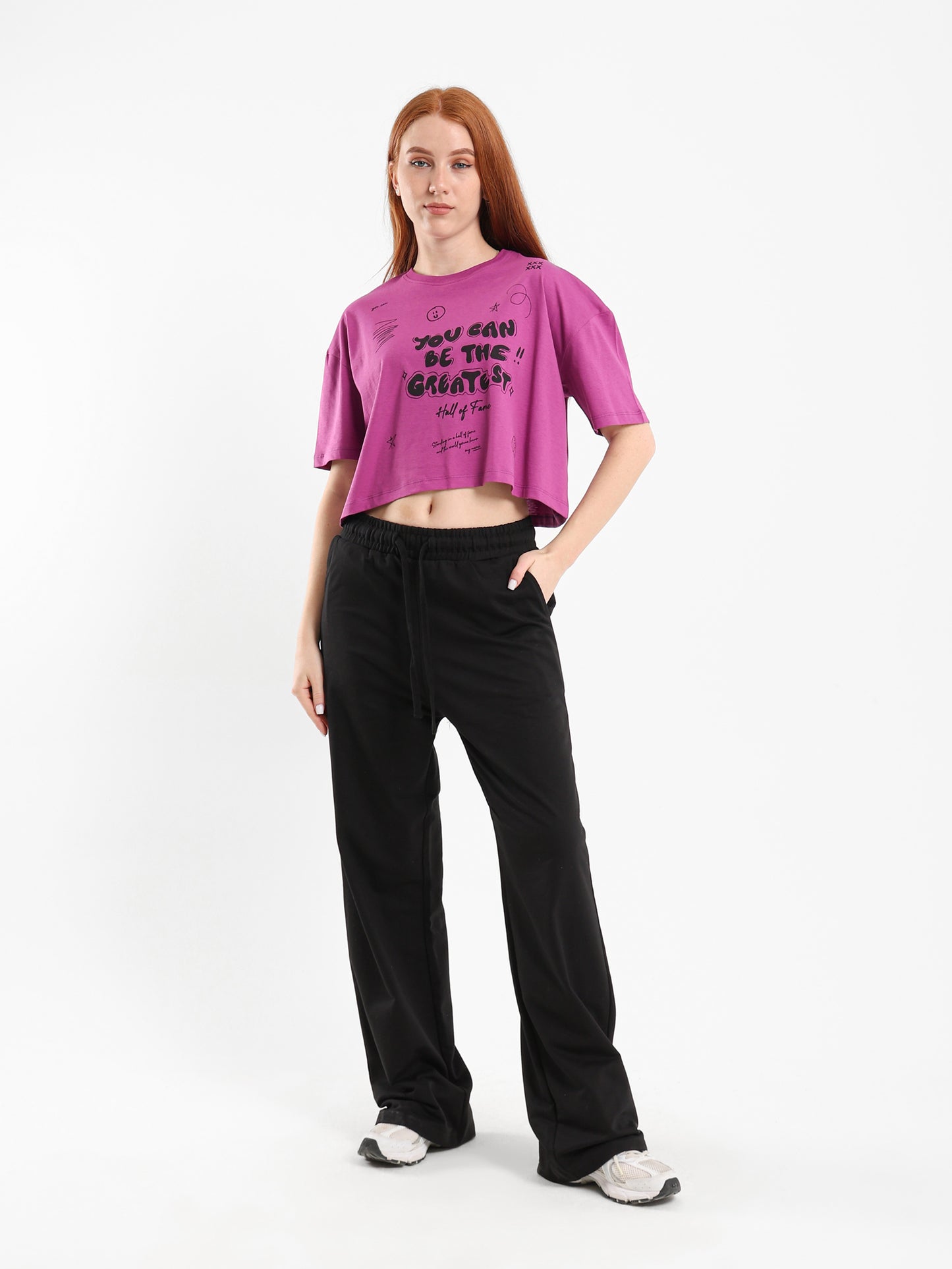 Cropped Tee with Center Print
