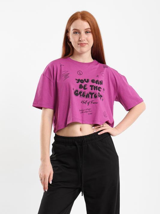 Cropped Tee with Center Print