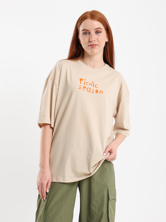 Picnic Print Oversized Tee