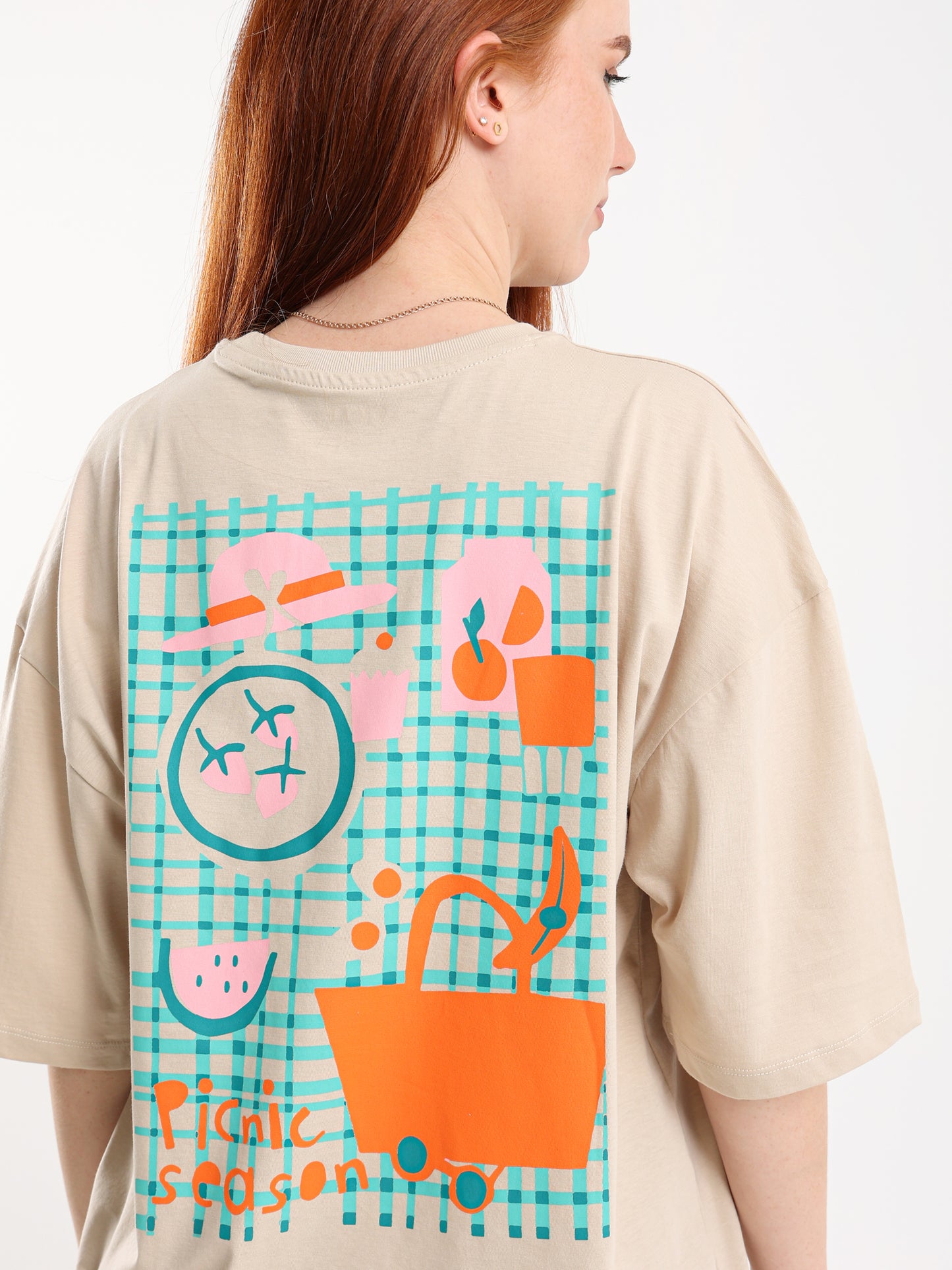 Picnic Print Oversized Tee