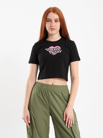 Printed Cropped Half Sleeve T-Shirt