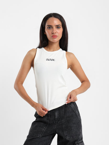 Embroidered Cropped Halter neck Tee