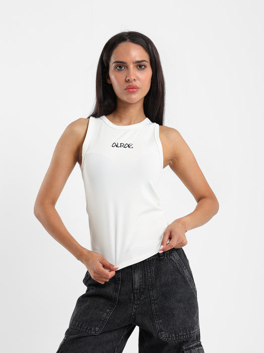 Embroidered Cropped Halter neck Tee